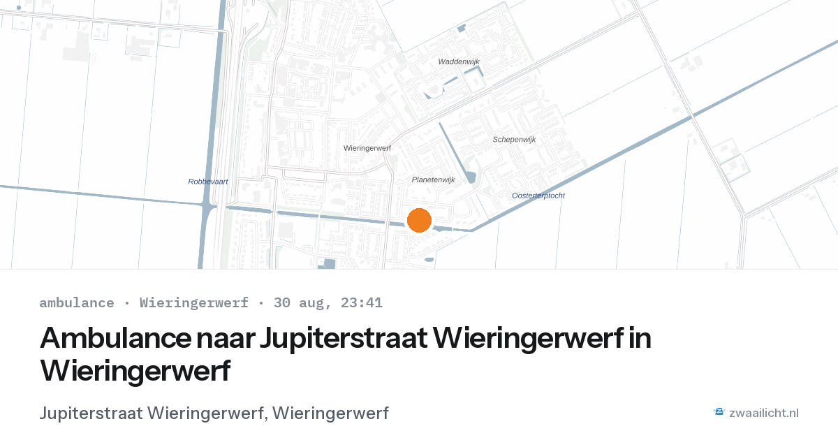 Ambulance naar Jupiterstraat Wieringerwerf in Wieringerwerf — 30 aug 2026