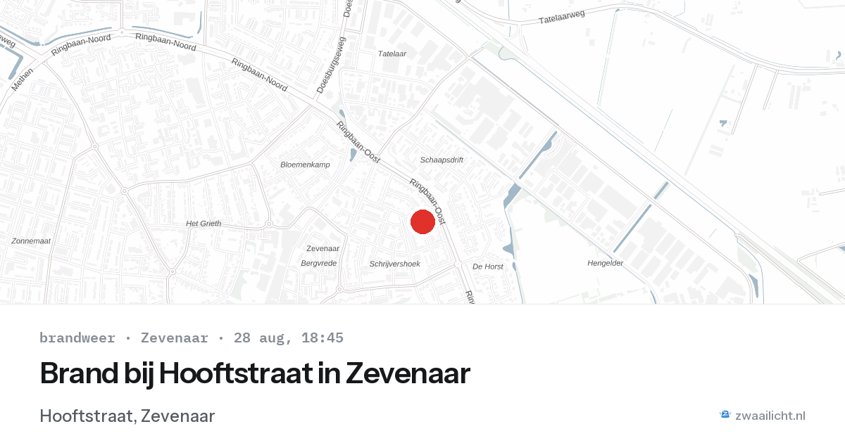Brand bij Hooftstraat in Zevenaar — 28 aug 2026