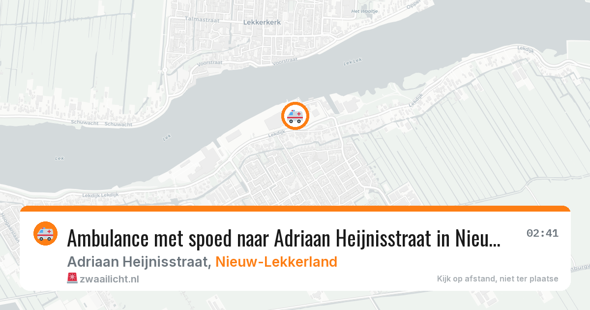 Ambulance met spoed naar Adriaan Heijnisstraat in Nieuw-Lekkerland — 20 mrt 2026