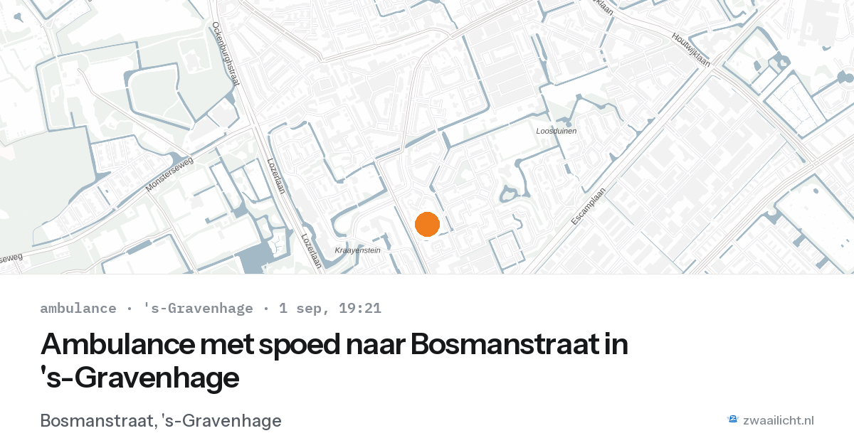 Ambulance met spoed naar Bosmanstraat in 's-Gravenhage — 1 sep 2026