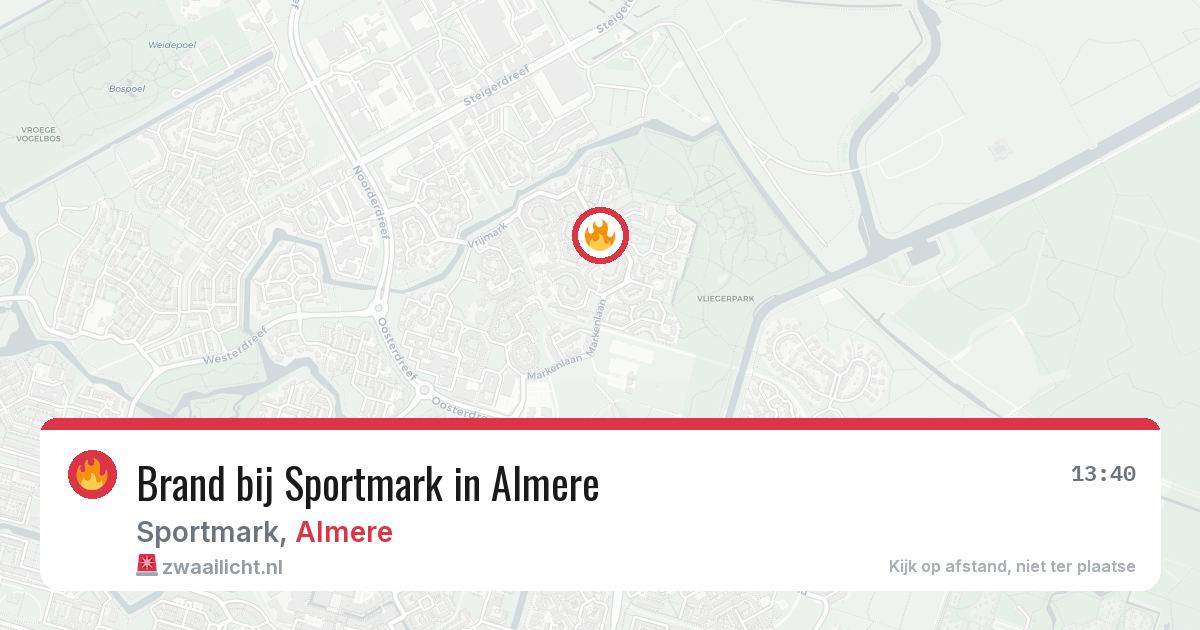Brand bij Sportmark in Almere — 7 mei 2026