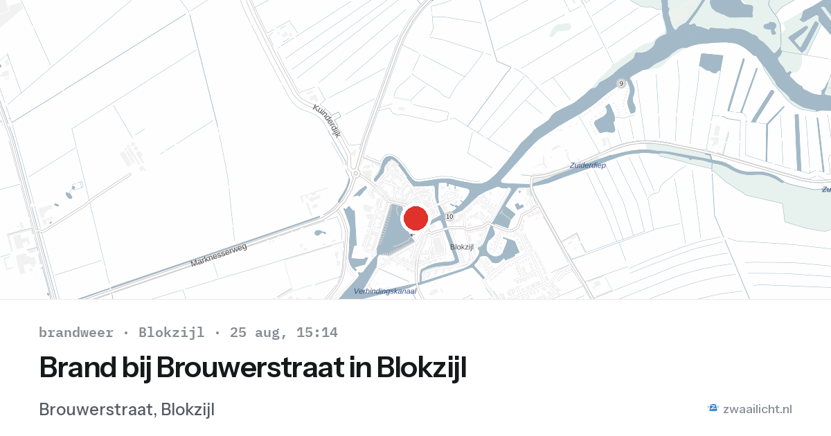 Brand bij Brouwerstraat in Blokzijl — 25 aug 2026