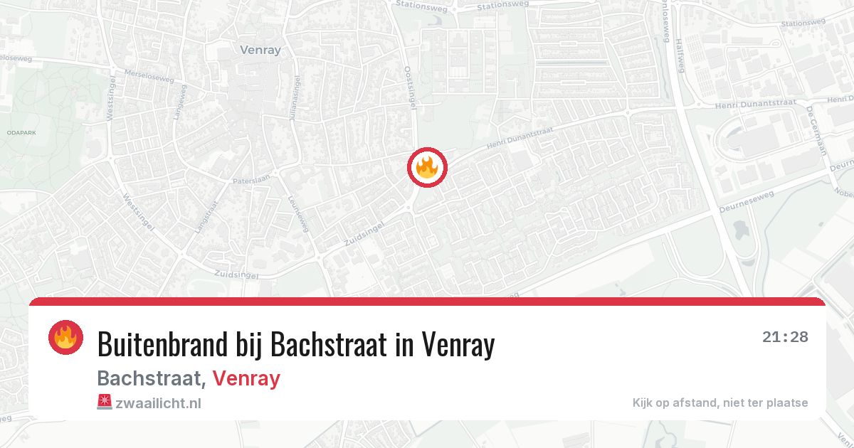 Buitenbrand bij Bachstraat in Venray — 5 mrt 2026