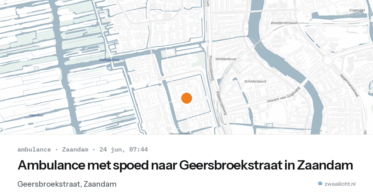 Ambulance met spoed naar Geersbroekstraat in Zaandam — 24 jun 2026