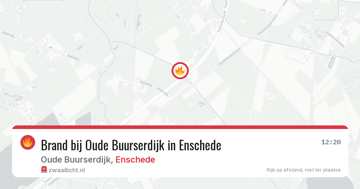 Brand bij Oude Buurserdijk in Enschede — 21 jun 2026