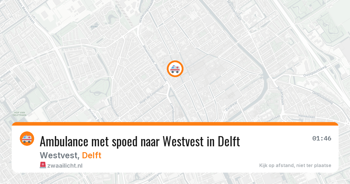 Ambulance met spoed naar Westvest in Delft — 4 jun 2026
