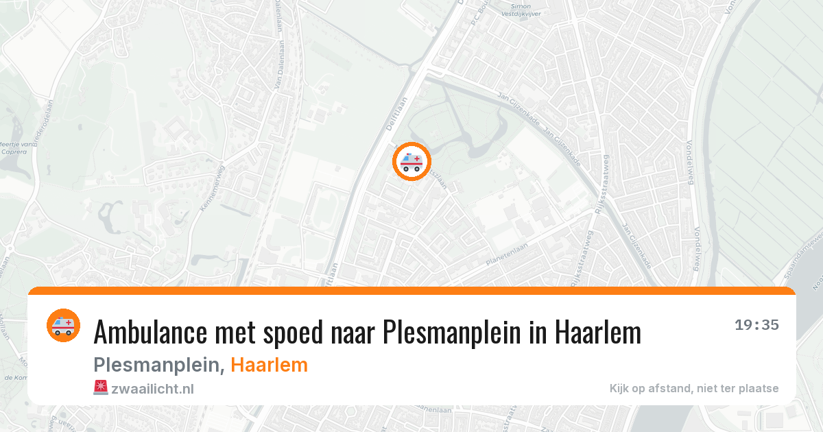 Ambulance met spoed naar Plesmanplein in Haarlem — 7 aug 2026