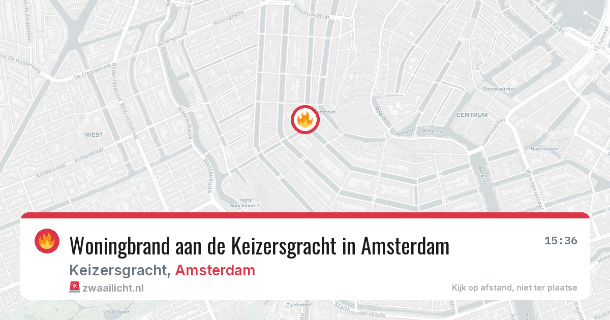Woningbrand aan de Keizersgracht in Amsterdam — 27 jun 2026