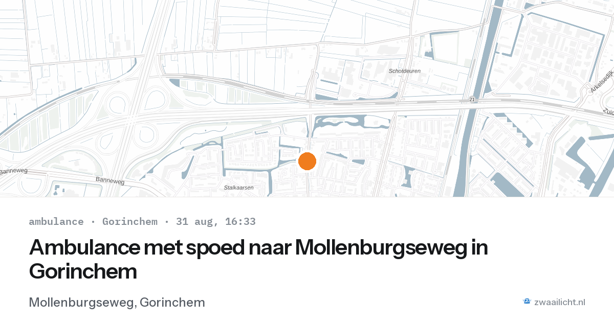 Ambulance met spoed naar Mollenburgseweg in Gorinchem — 31 aug 2026