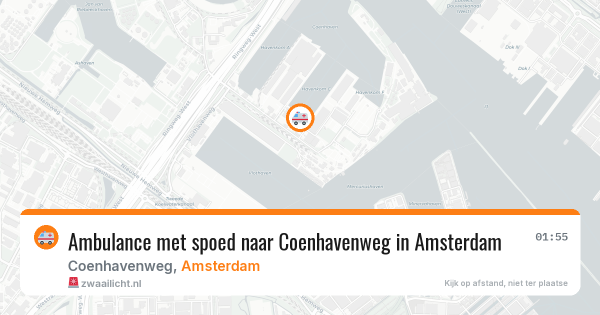 Ambulance met spoed naar Coenhavenweg in Amsterdam — 5 aug 2026