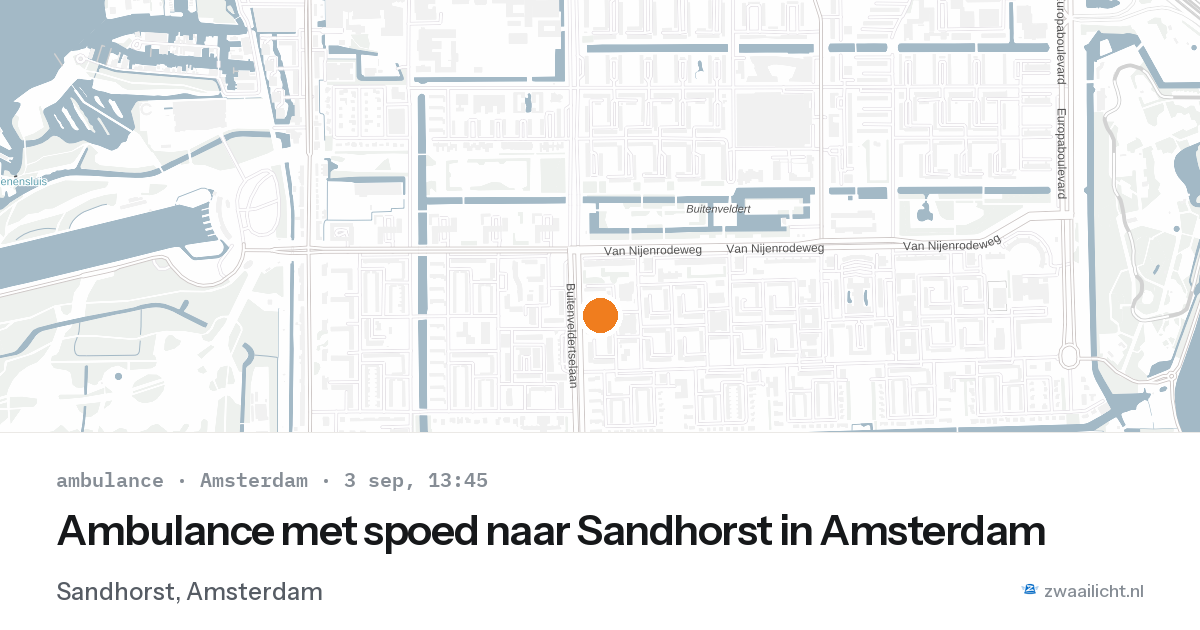 Ambulance met spoed naar Sandhorst in Amsterdam — 3 sep 2026