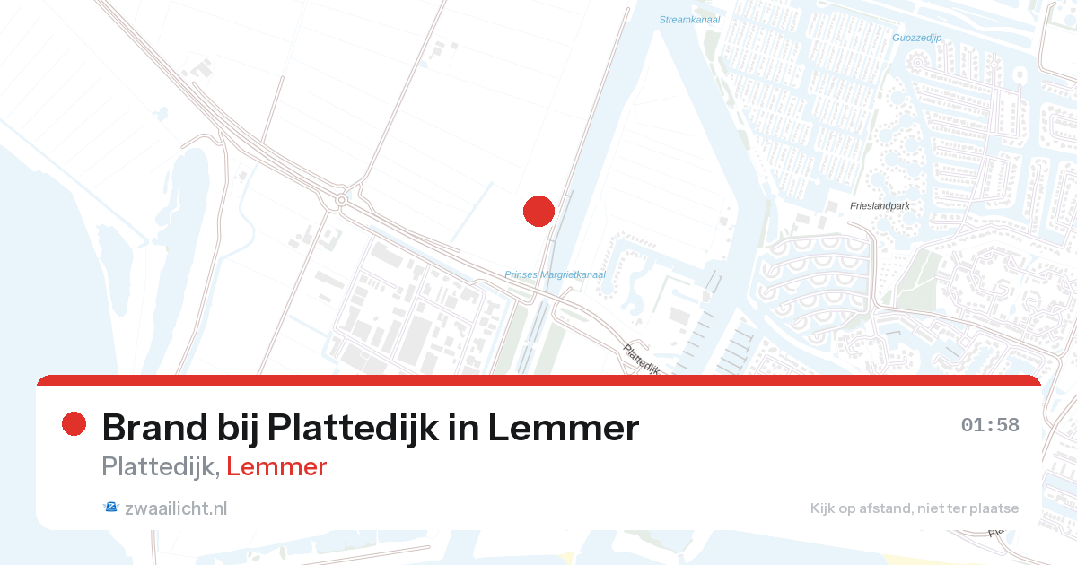 Brand bij Plattedijk in Lemmer — 24 aug 2026