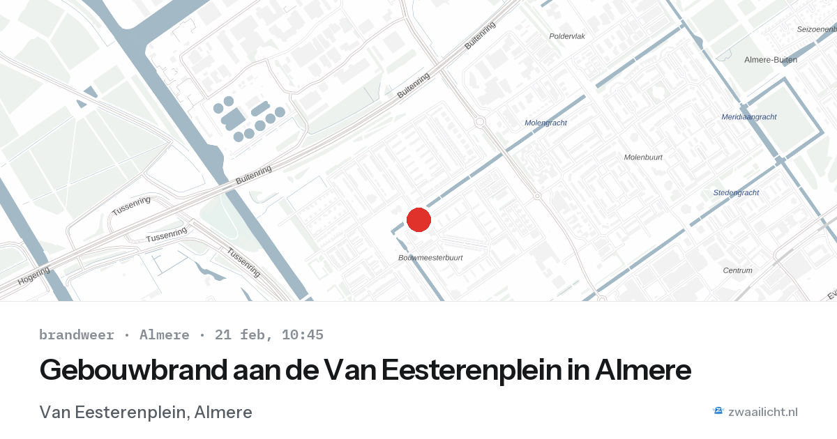 Gebouwbrand aan de Van Eesterenplein in Almere — 21 feb 2026