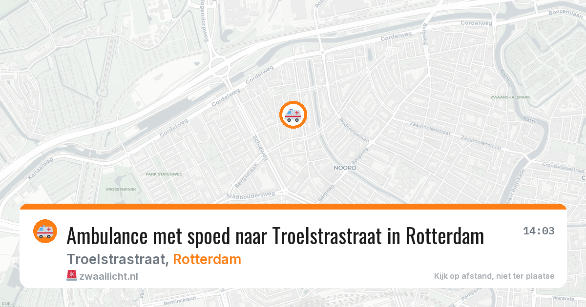 Ambulance met spoed naar Troelstrastraat in Rotterdam — 20 jul 2026