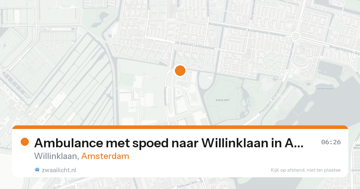 Ambulance met spoed naar Willinklaan in Amsterdam — 24 aug 2026