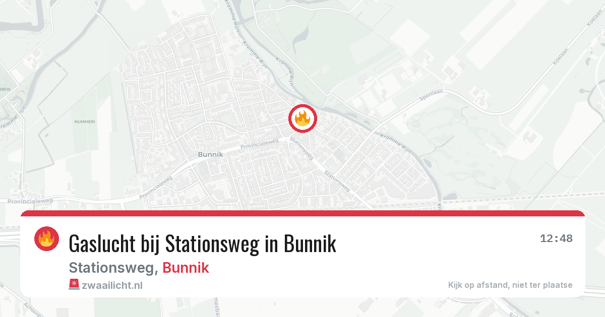 Gaslucht bij Stationsweg in Bunnik — 18 mei 2026