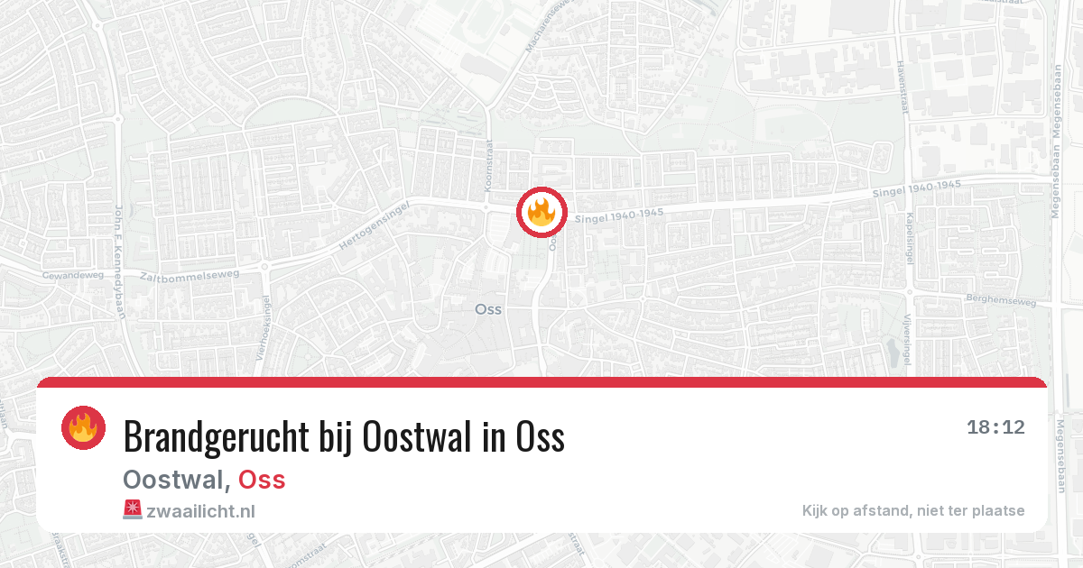 Brandgerucht bij Oostwal in Oss — 26 jun 2026