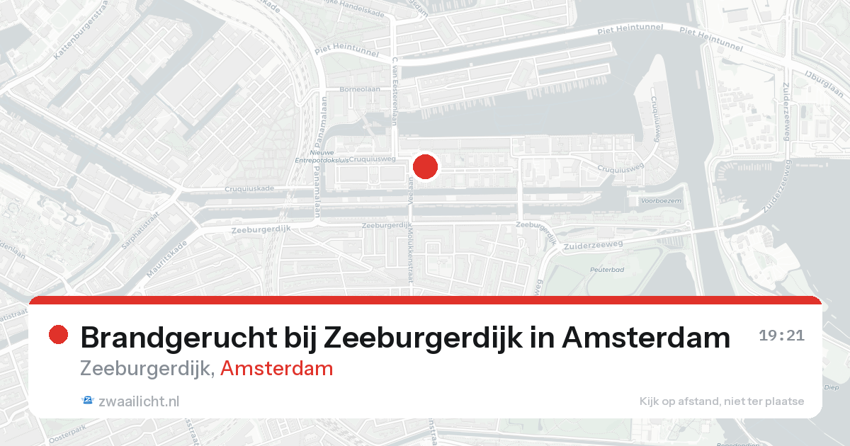 Brandgerucht bij Zeeburgerdijk in Amsterdam — 16 aug 2026