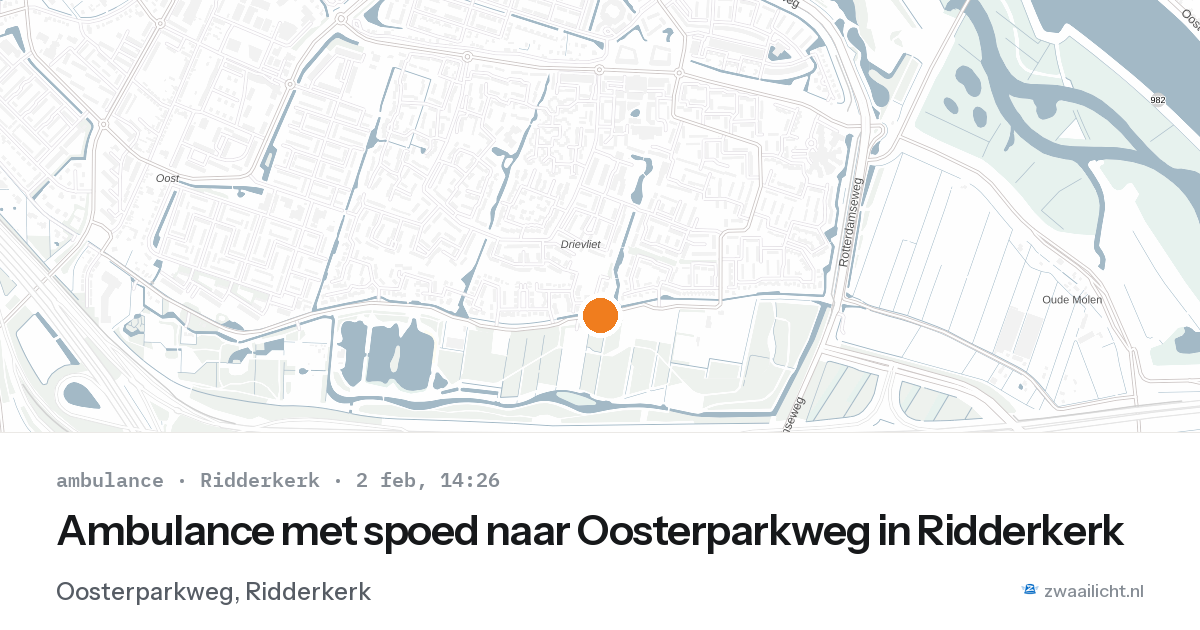 Ambulance met spoed naar Oosterparkweg in Ridderkerk — 2 feb 2026