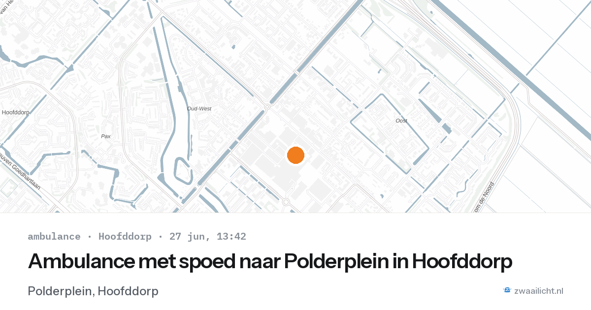 Ambulance met spoed naar Polderplein in Hoofddorp — 27 jun 2026