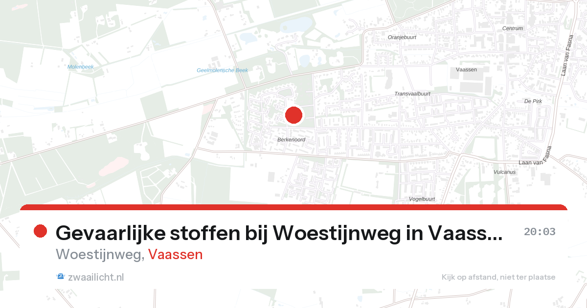 Gevaarlijke stoffen bij Woestijnweg in Vaassen — 26 aug 2026