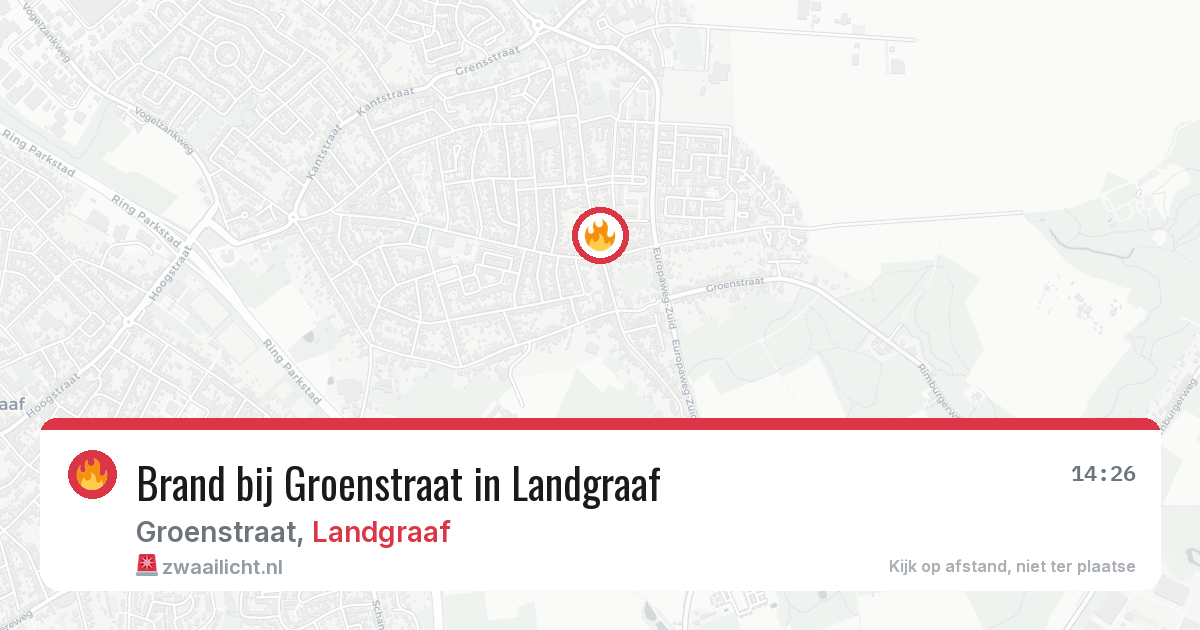 Brand bij Groenstraat in Landgraaf — 13 aug 2026