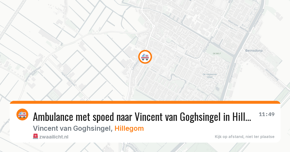 Ambulance met spoed naar Vincent van Goghsingel in Hillegom — 13 aug 2026