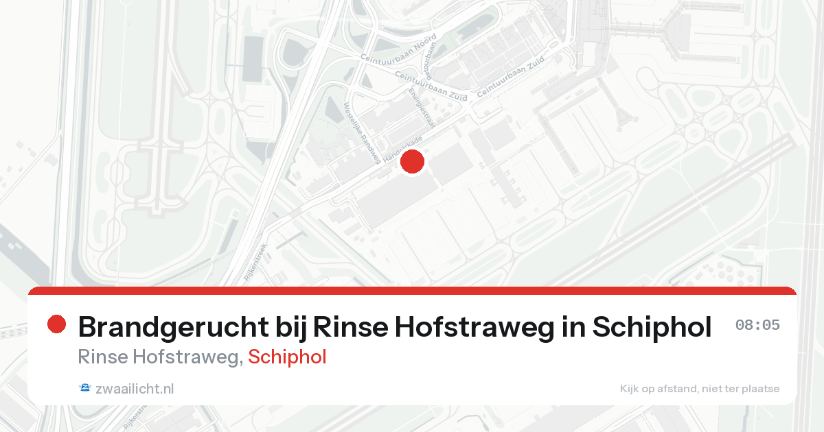 Brandgerucht bij Rinse Hofstraweg in Schiphol — 16 aug 2026