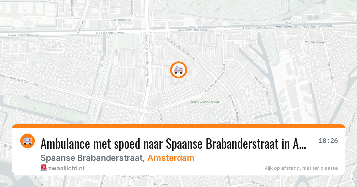 Ambulance met spoed naar Spaanse Brabanderstraat in Amsterdam — 15 mei 2026