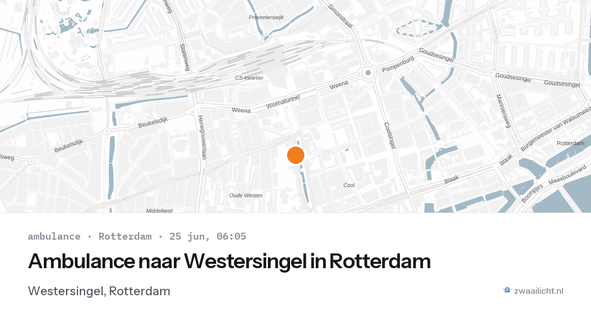 Ambulance naar Westersingel in Rotterdam — 25 jun 2026