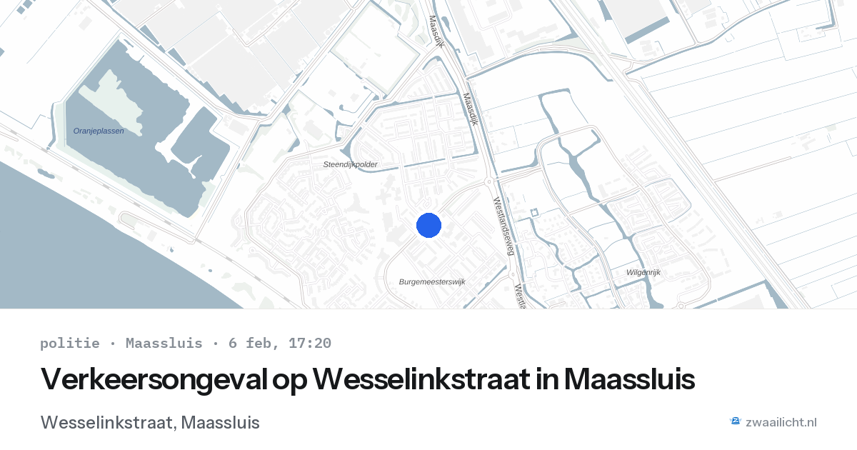 Verkeersongeval op Wesselinkstraat in Maassluis — 6 feb 2026