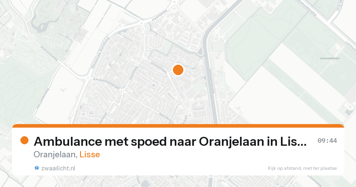 Ambulance met spoed naar Oranjelaan in Lisse — 17 aug 2026
