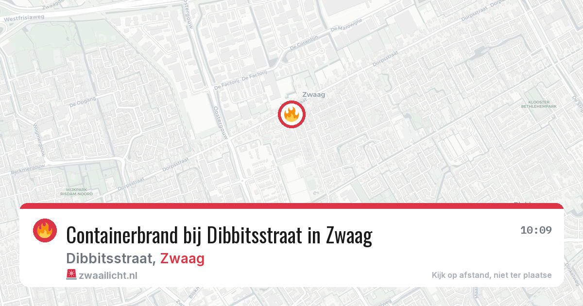 Containerbrand bij Dibbitsstraat in Zwaag — 13 jun 2026