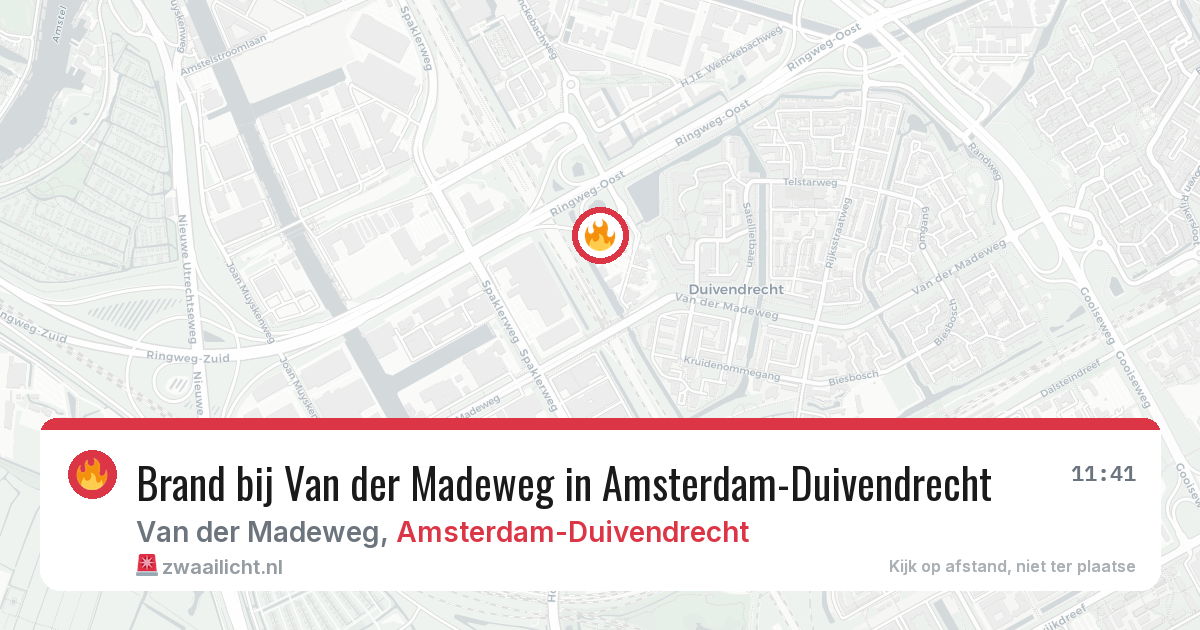 Brand bij Van der Madeweg in Amsterdam-Duivendrecht — 5 aug 2026