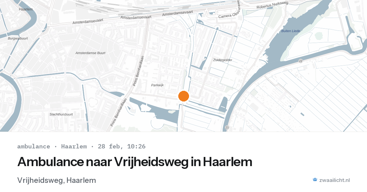 Ambulance naar Vrijheidsweg in Haarlem — 28 feb 2026