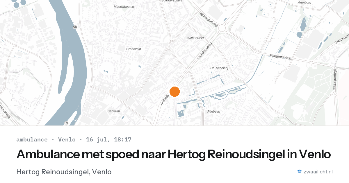 Ambulance met spoed naar Hertog Reinoudsingel in Venlo — 16 jul 2026