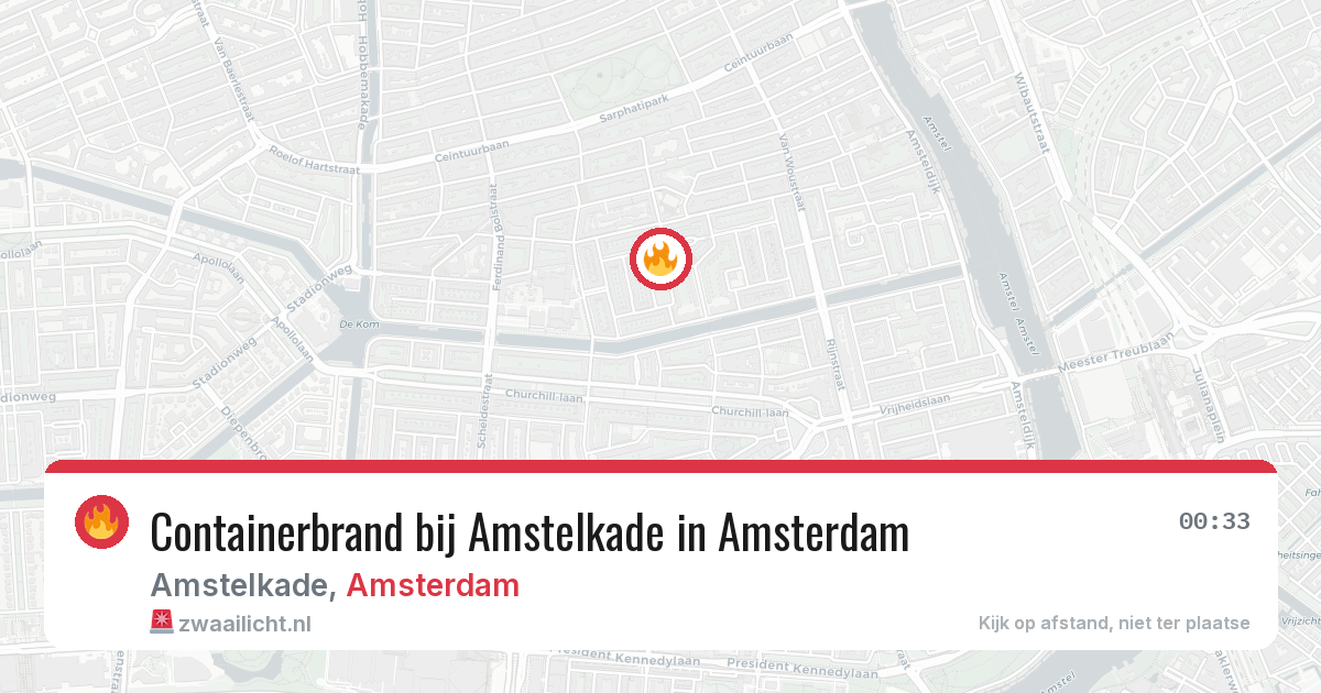 Containerbrand bij Amstelkade in Amsterdam — 13 aug 2026