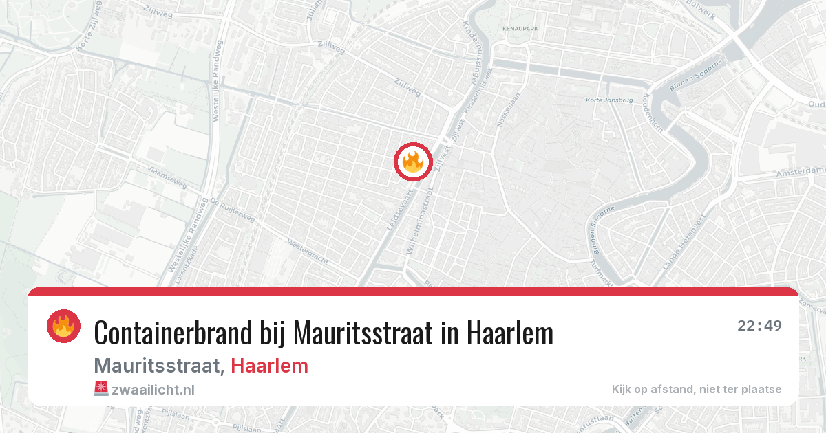 Containerbrand bij Mauritsstraat in Haarlem — 6 jun 2026