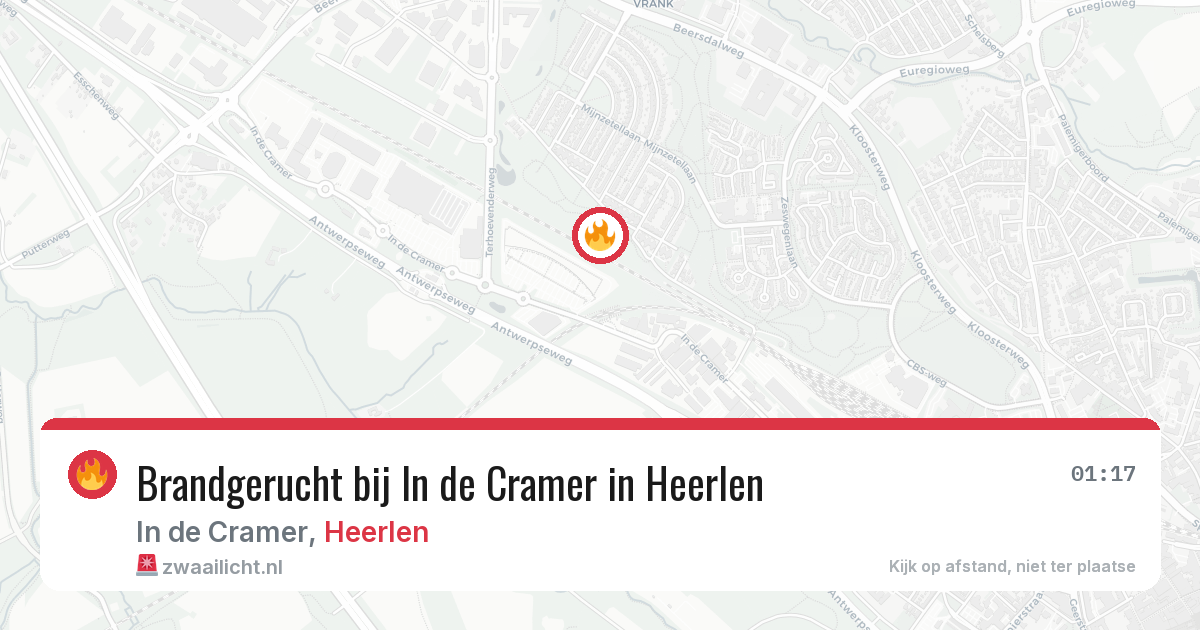 Brandgerucht bij In de Cramer in Heerlen — 5 aug 2026