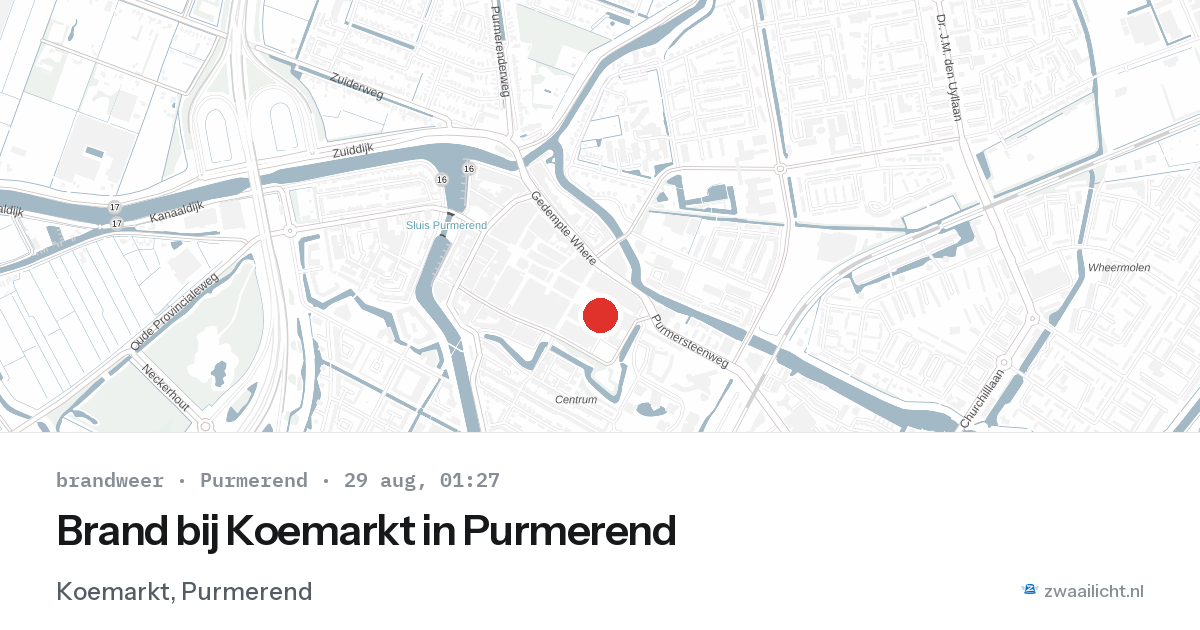 Brand bij Koemarkt in Purmerend — 28 aug 2026