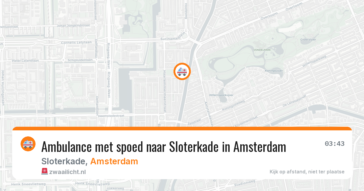 Ambulance met spoed naar Sloterkade in Amsterdam — 13 aug 2026