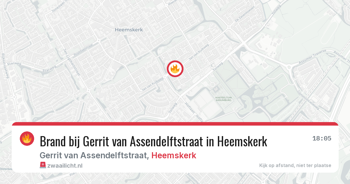 Brand bij Gerrit van Assendelftstraat in Heemskerk — 21 jun 2026