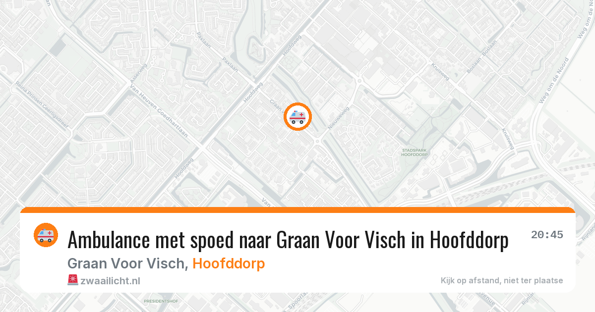 Ambulance met spoed naar Graan Voor Visch in Hoofddorp — 11 aug 2026