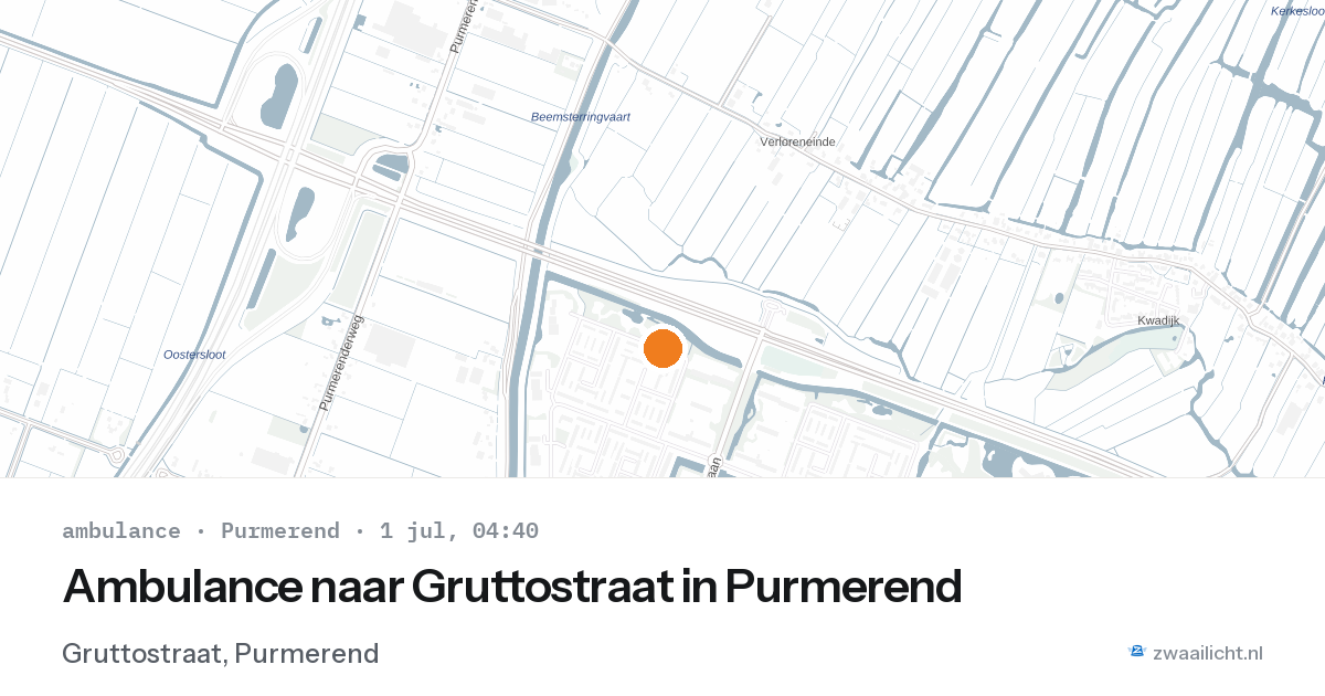 Ambulance naar Gruttostraat in Purmerend — 1 jul 2026