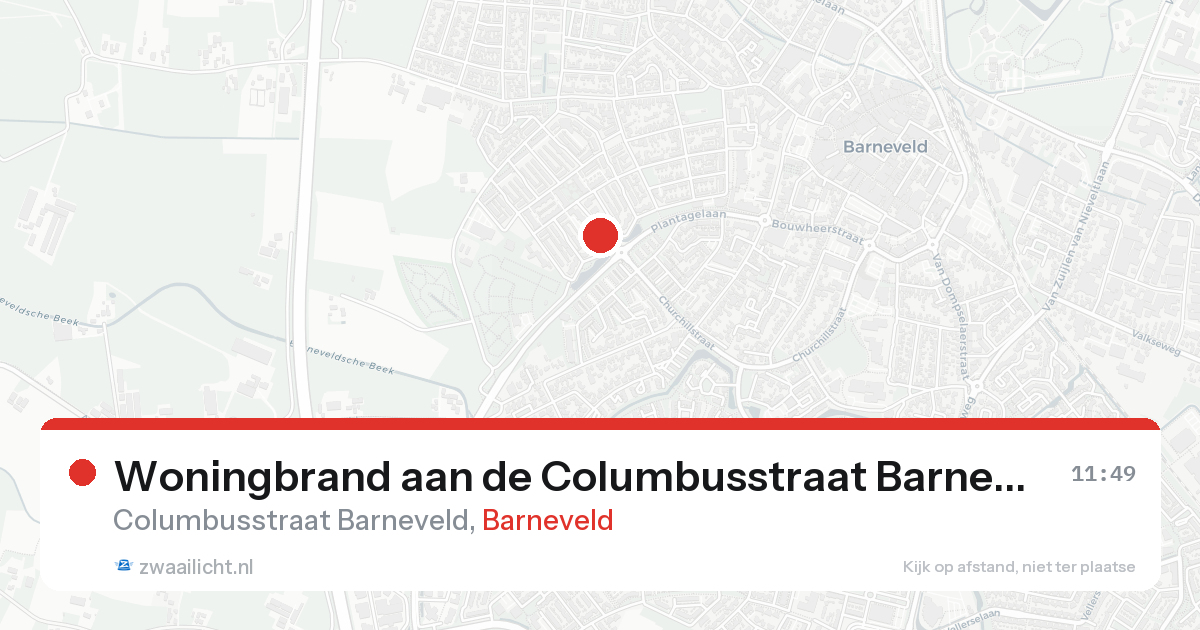 Woningbrand aan de Columbusstraat Barneveld in Barneveld — 22 aug 2026