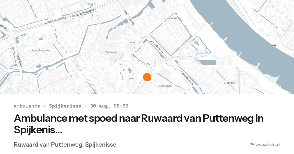 Ambulance met spoed naar Ruwaard van Puttenweg in Spijkenisse — 30 aug 2026