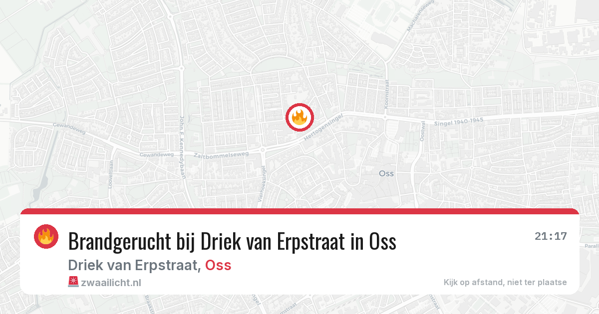 Brandgerucht bij Driek van Erpstraat in Oss — 13 aug 2026