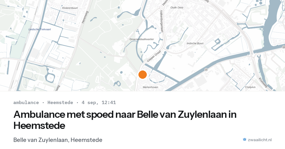 Ambulance met spoed naar Belle van Zuylenlaan in Heemstede — 4 sep 2026