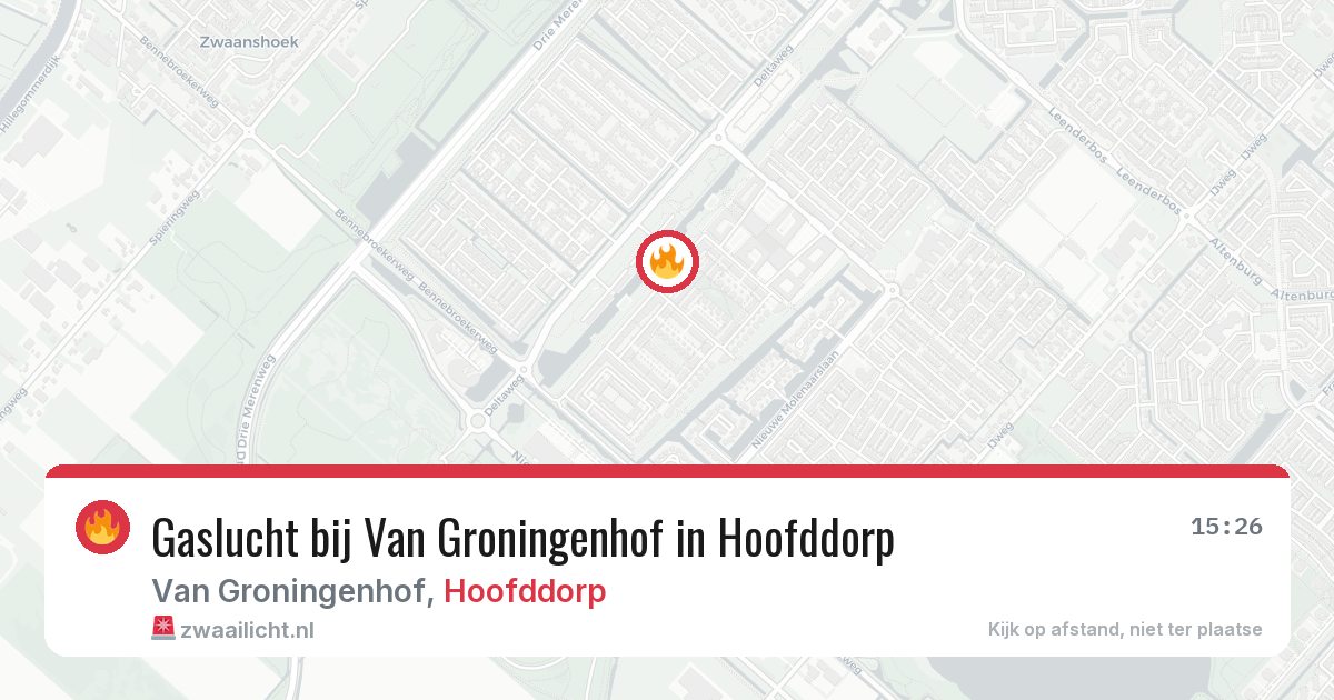 Gaslucht bij Van Groningenhof in Hoofddorp — 21 mei 2026
