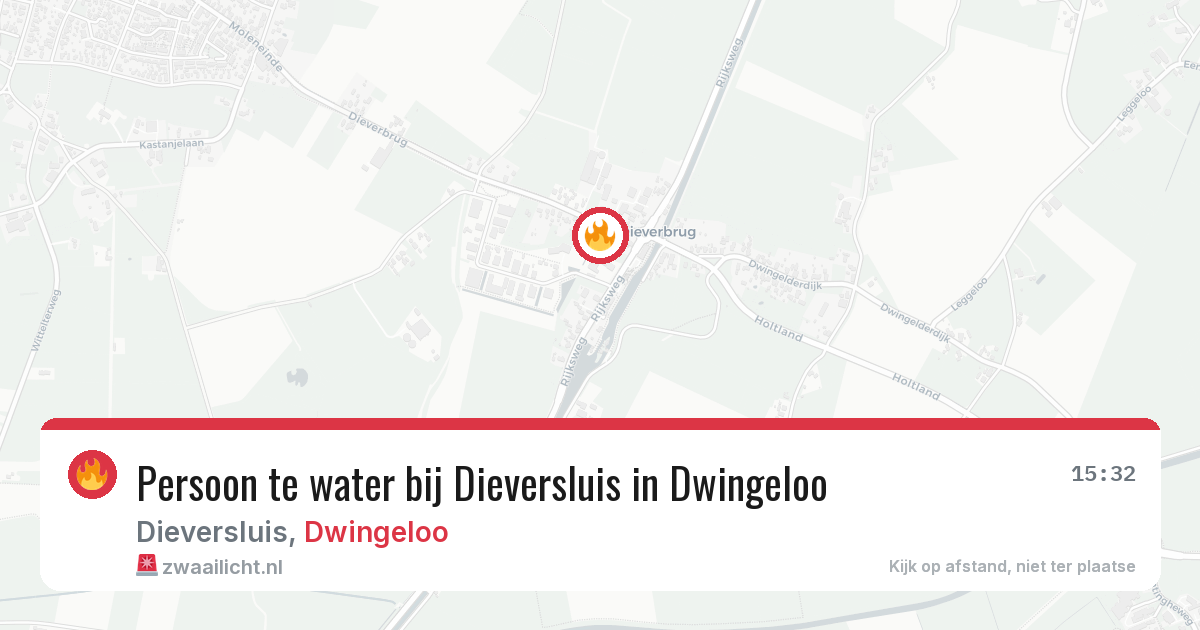 Persoon te water bij Dieversluis in Dwingeloo — 17 mei 2026
